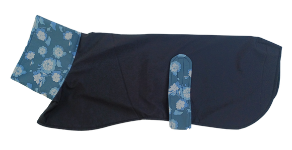 Black with Blue Flowers Raincoat - small size only!