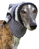 NEW Knitted Greyhound Hat - Black, Grey & White Stripes