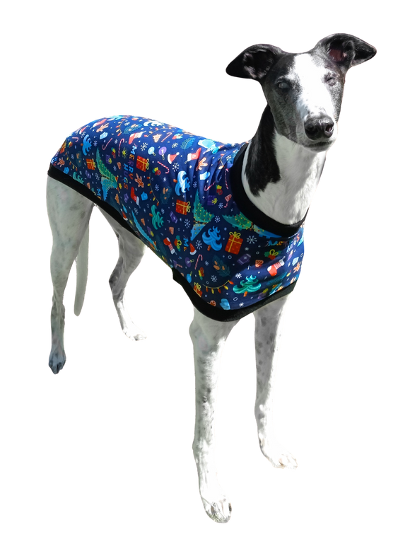 NEW! Merry Christmas Dino Hugs Greyhound T-Shirt