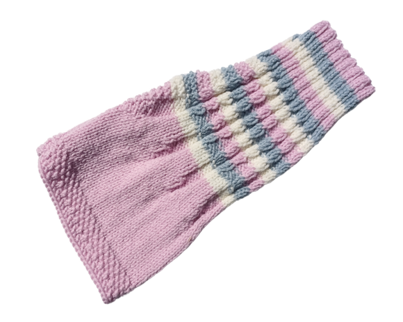 Dusky Pink, Blue & Cream - Knitted Snood