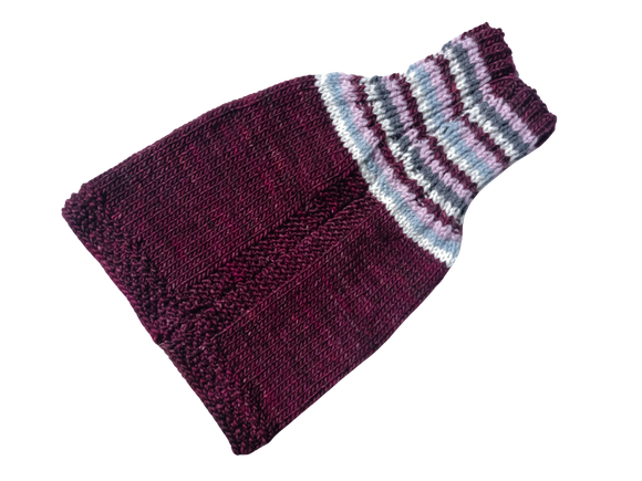 Burgundy With Stripes Merino - Knitted Snood