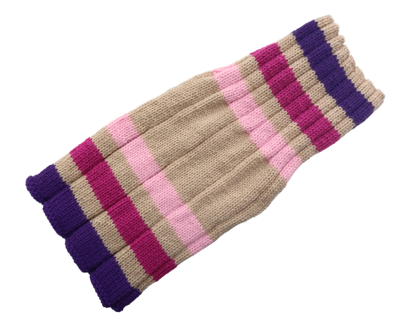 Beige with Pink & Purple Stripes - Knitted Snood