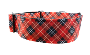 Vermilion & Navy Tartan 1.5" collar