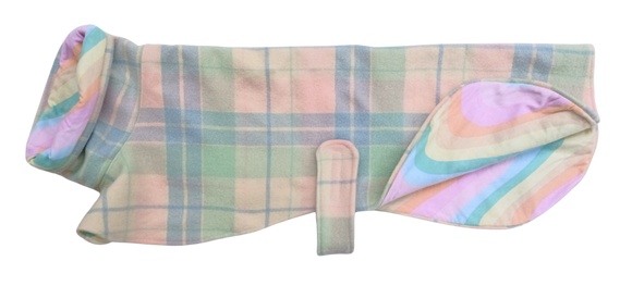 BESPOKE Upcycled Pastel Plaid - Wool/Flannelette Double Layer Coat ONLY ONE MEDIUM AVAILABLE!