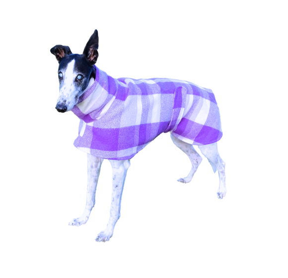 NEW! Upcycled Wool/Flannelette Double Layer Coat - Purple Plaid
