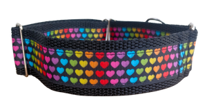 NEW! Rainbow Hearts on Black 1.5" Collar