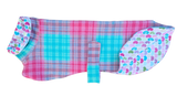 Upcycled Wool/Flannelette Double Layer Coat - Pink & Teal Plaid