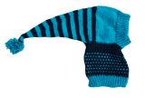 NEW Knitted Night Cap - Black & Turquoise Stripes with Pom-Pom
