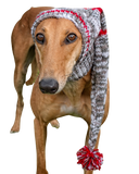 NEW Knitted Night Cap - Grey, White & Red Stripes with Pom-Pom