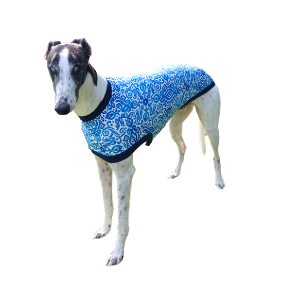 NEW! Blue & White Ikat Print Greyhound T-shirt