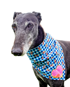 NEW! Bandana/Scarf - Gingham Bears with Pink Heart