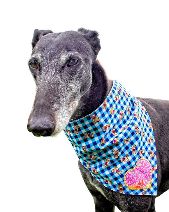NEW! Bandana/Scarf - Gingham Bears with Pink Heart