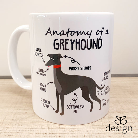 Anatomy of a Greyhound Mug - Dark Grey Hound