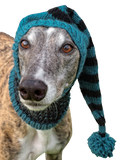 NEW Knitted Night Cap - Black & Turquoise Stripes with Pom-Pom