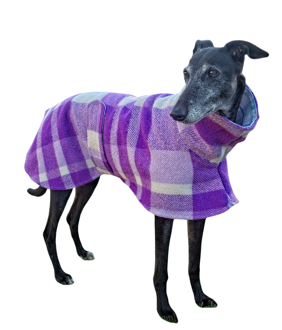 NEW! Upcycled Wool/Flannelette Double Layer Coat - Purple Plaid