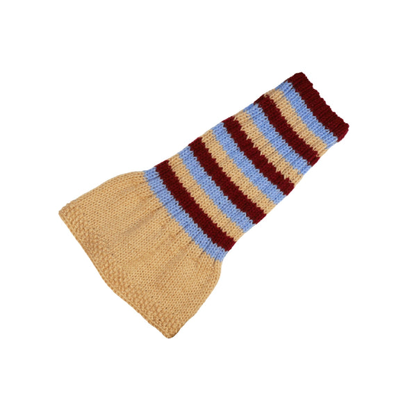 Burgundy, Cream and Blue - Knitted Snood