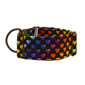 Black with Colourful Hearts 2" Collar