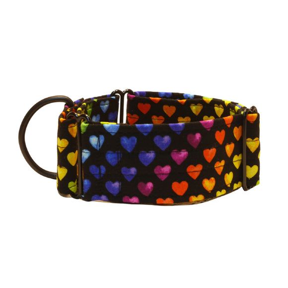 Black with Colourful Rainbow Hearts 2