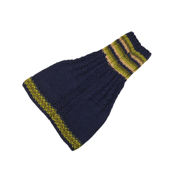 Dark Blue with Green & Cream  - Knitted Snood