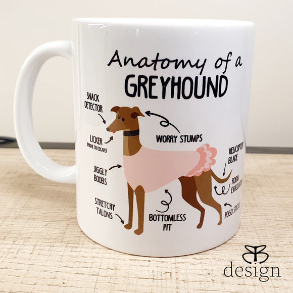 Anatomy of a Greyhound Mug - Pretty in Pink Hound