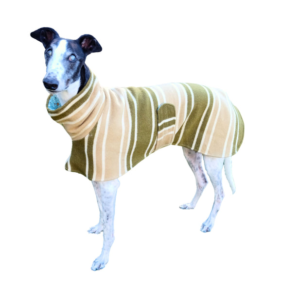 NEW! Upcycled Wool/Flannelette Double Layer Coat - Olive & Tan