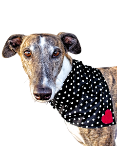 NEW! Bandana/Scarf - Polka Dots with Red Heart