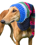 NEW Knitted Greyhound Hat - Blue, Red & Green Stripes