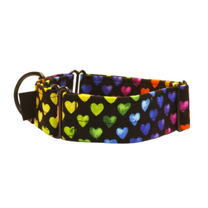 Colourful Hearts 1.5" Fabric Collar